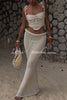 Kiara™ | Crochet Knit Braid Waist Slit Stretch Maxi Skirt