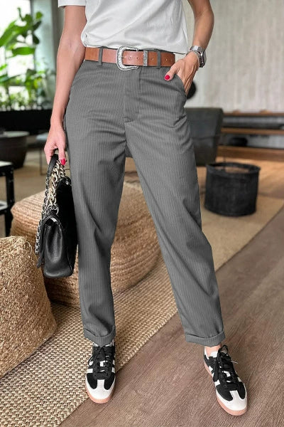 Damen Hochtaillierte Legere Gerade Blazer-Hosen
