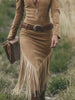 Sophia™ | Retro Wildleder Midikleid mit Fransen – Vintage Western Eleganz