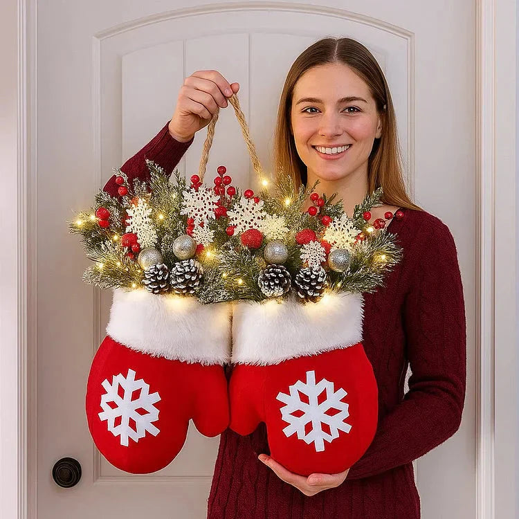 Sprudelnder Handschuhkranz — Warme Willkommensgrüße zu Weihnachten