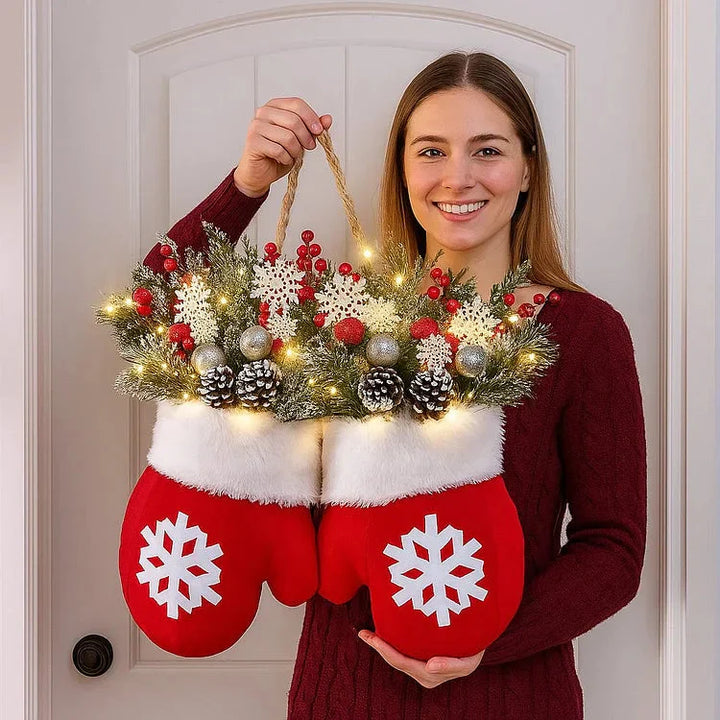 Sprudelnder Handschuhkranz — Warme Willkommensgrüße zu Weihnachten