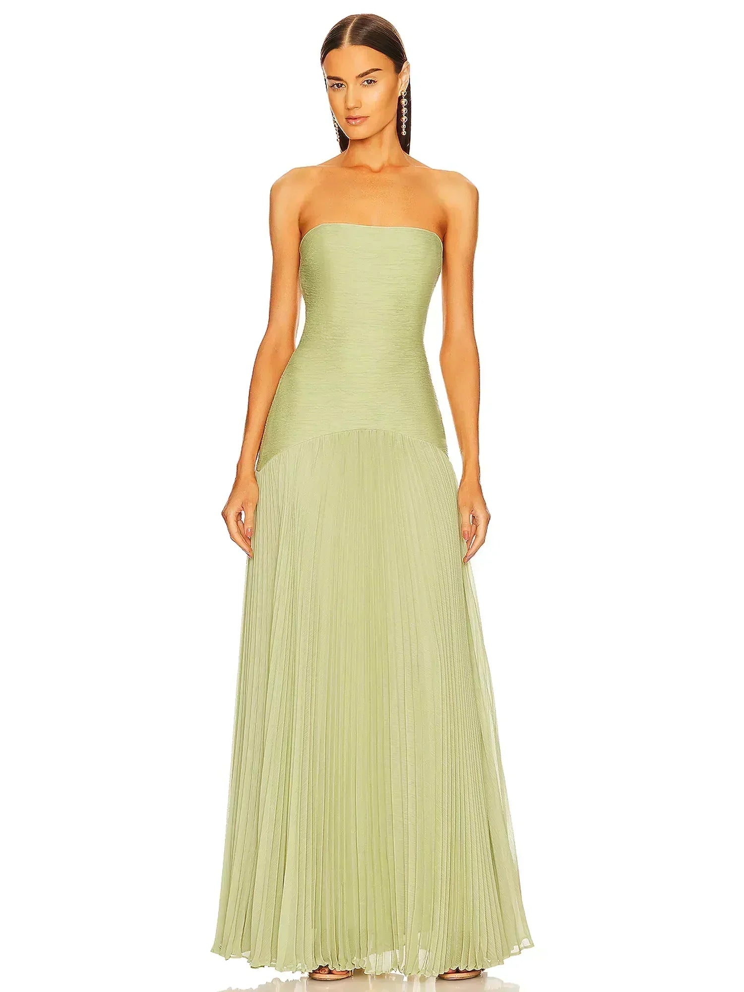 Myrthe™ | Fließendes grünes langes Kleid