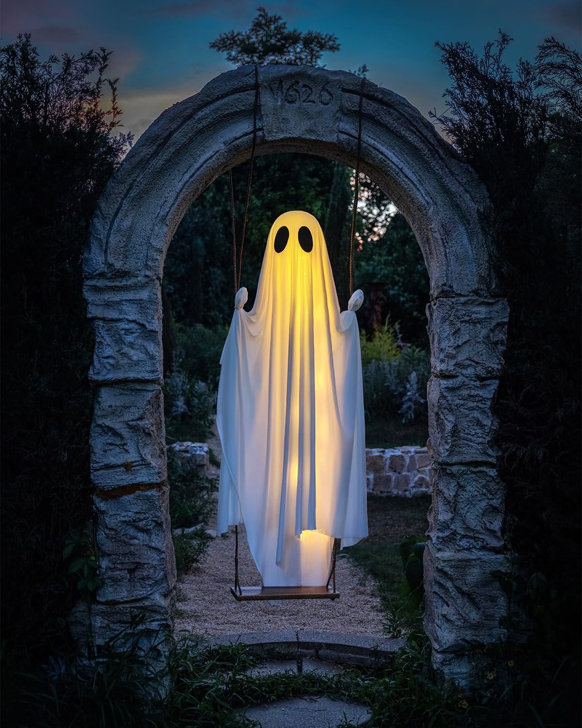 🔥SALE🔥 Hängehängender Schaukel-Geist Halloween-Dekoration mit Lichterkette