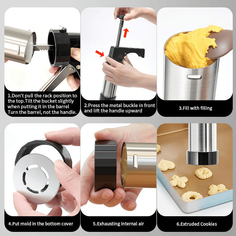 Keks-press-Set – 16 Musterteile + 8 Spritzrohre + Reinigungsbürste