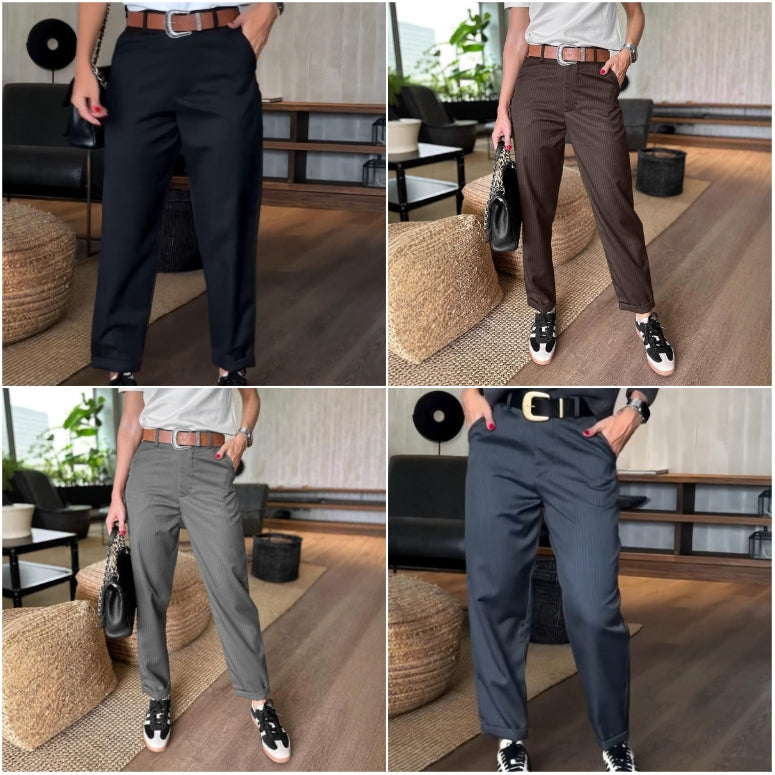 Damen Hochtaillierte Legere Gerade Blazer-Hosen