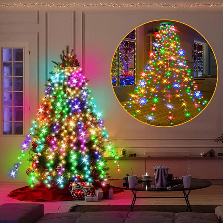 Weihnachtsbaum Wasserfalllichter