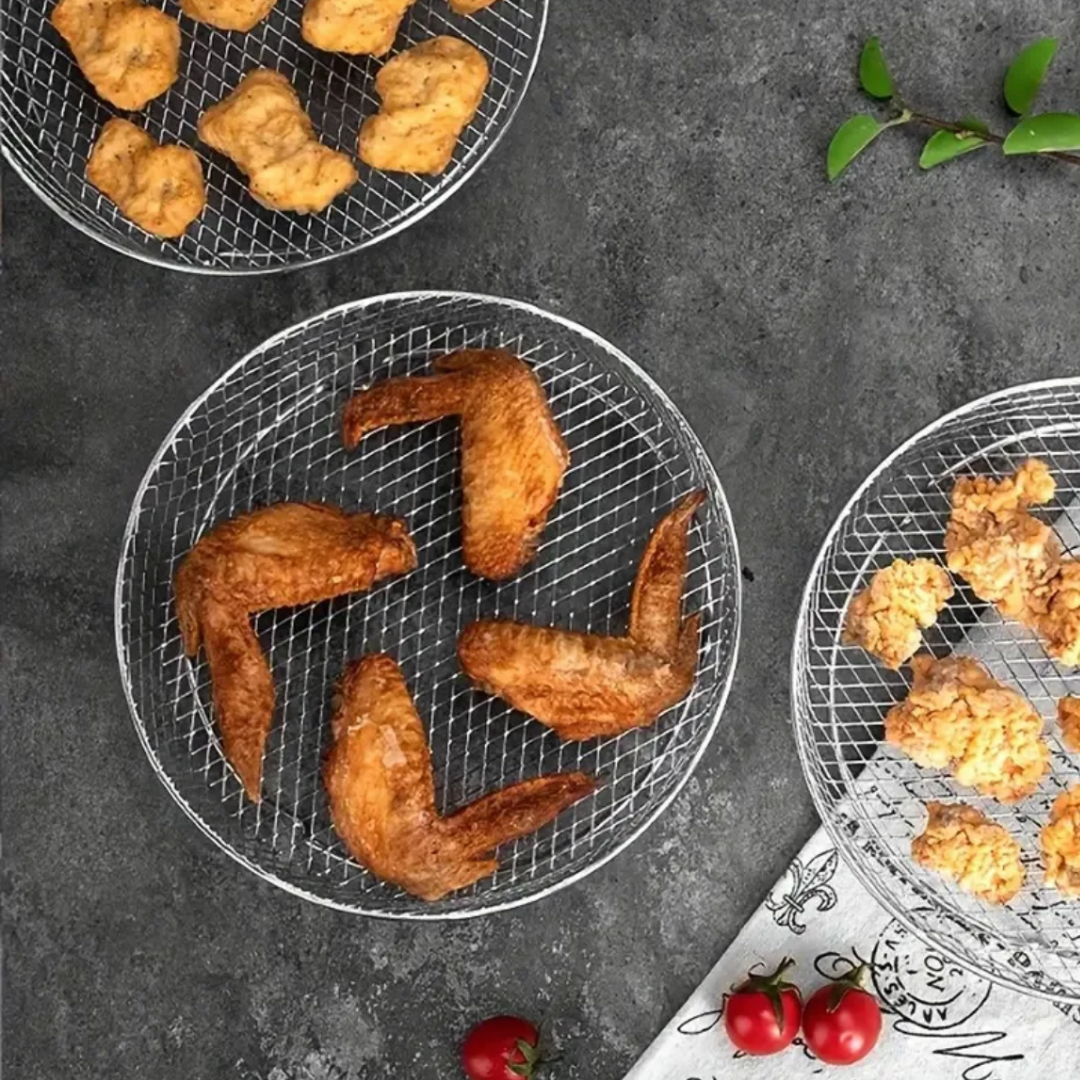 Mehrschichtige Körbe für Heißluftfritteusen mit 2 kostenlosen hitzebeständigen Zangen