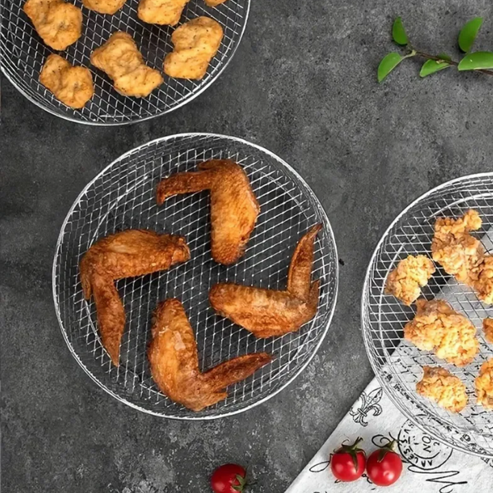 Mehrschichtige Körbe für Heißluftfritteusen mit 2 kostenlosen hitzebeständigen Zangen