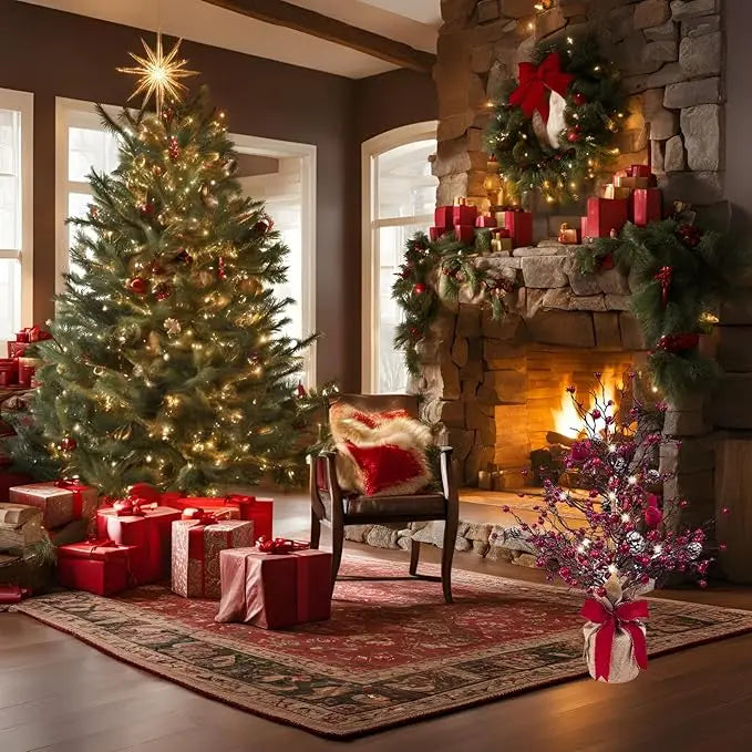 Vintage-Lichterbaum mit Kardinalen — Bringt eine warme Atmosphäre in Ihr Zuhause
