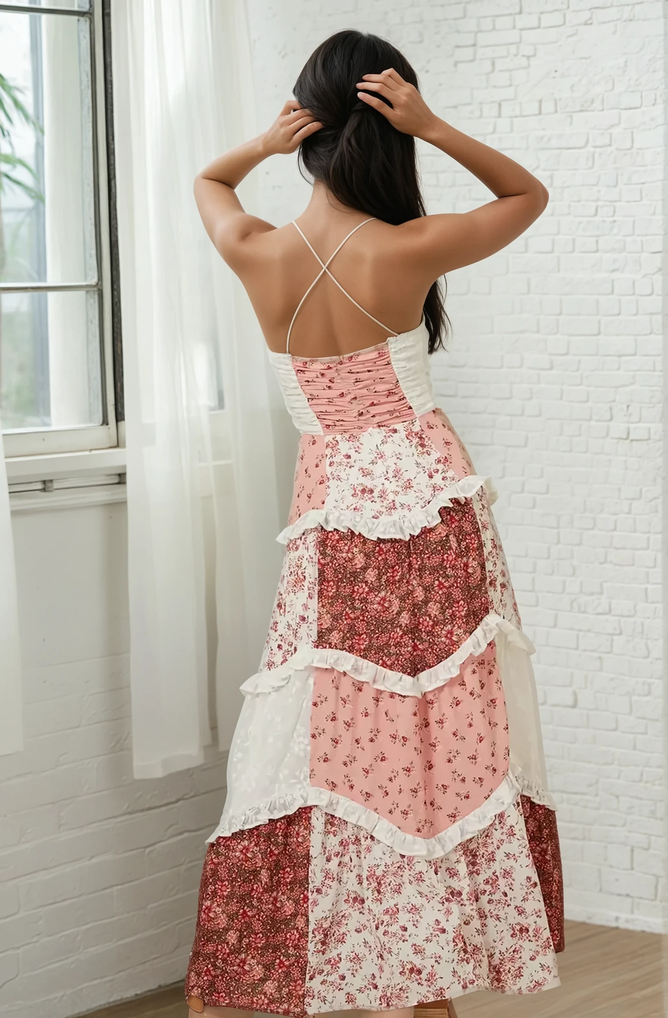 Jessica™ | Blumiges zeitloses Patchwork-Maxikleid