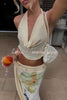 Iske™ | Wunderschönes Statement Cowl Neck Halter Top und florale Rüschentaille Schlitz Maxikleid-Set