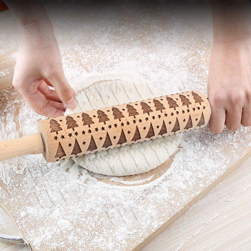 Weihnachtliche Holz-Rollholzrollen