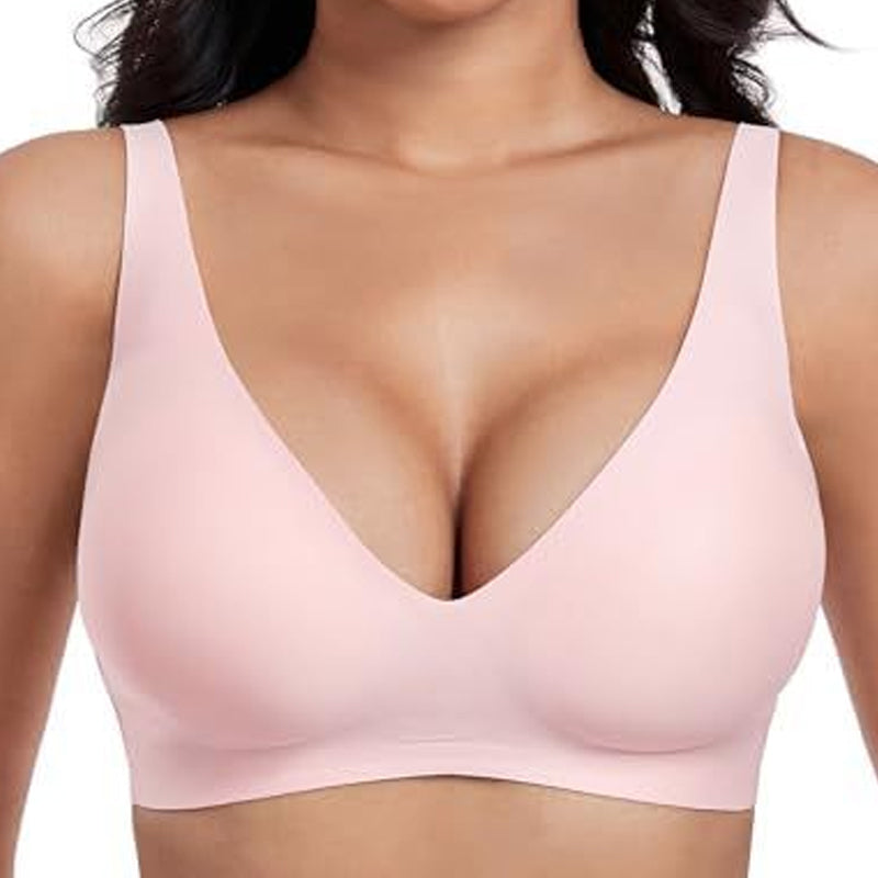 Damen Bralette bügellos nahtlos, tiefer V-Ausschnitt Alltags-BH bequem