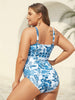 Flora™ | Zweiteiliger Badeanzug mit Blumenmuster und gerafftem Mesh, Sarong