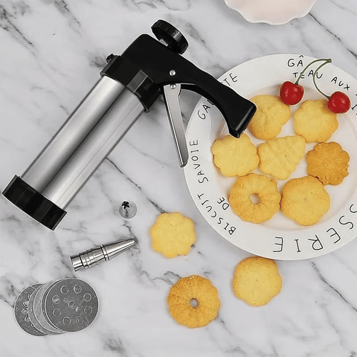 Keks-press-Set – 16 Musterteile + 8 Spritzrohre + Reinigungsbürste
