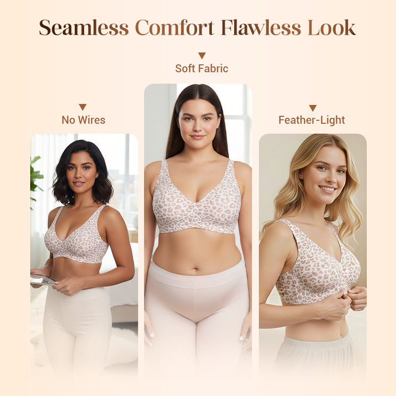 Damen Bralette bügellos nahtlos, tiefer V-Ausschnitt Alltags-BH bequem