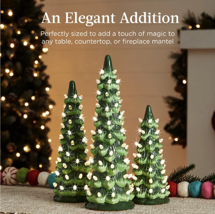 Weihnachtsbaum Tischdekoration — Atmosphärisches Licht Vollständig kabellos 3-teiliges Set