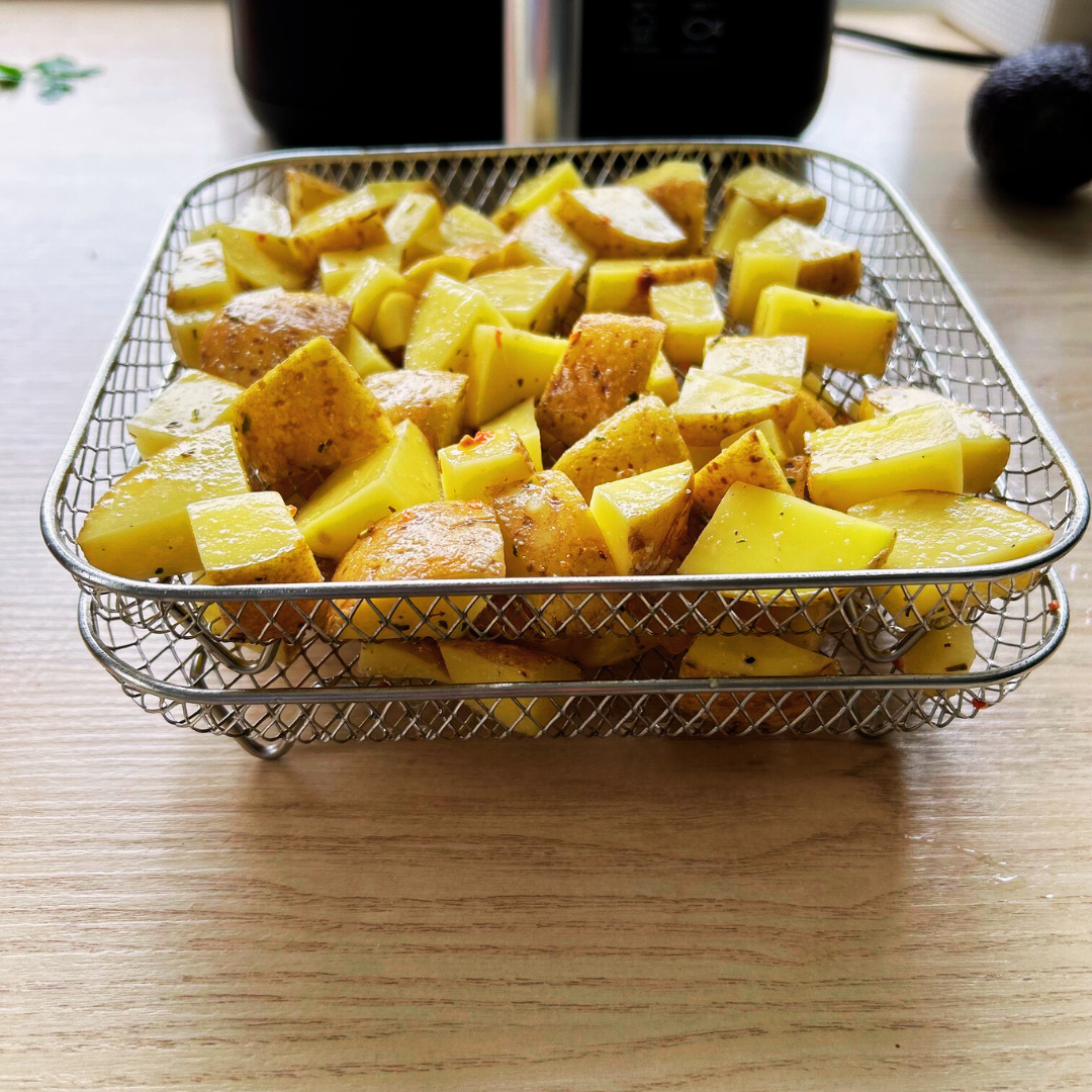 Mehrschichtige Körbe für Heißluftfritteusen mit 2 kostenlosen hitzebeständigen Zangen