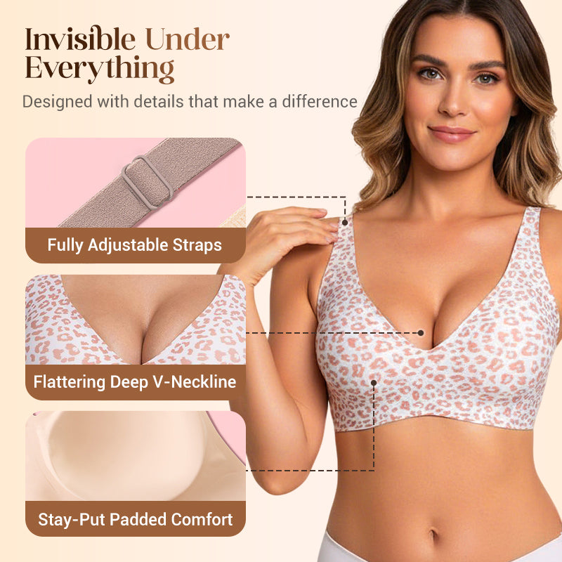 Damen Bralette bügellos nahtlos, tiefer V-Ausschnitt Alltags-BH bequem