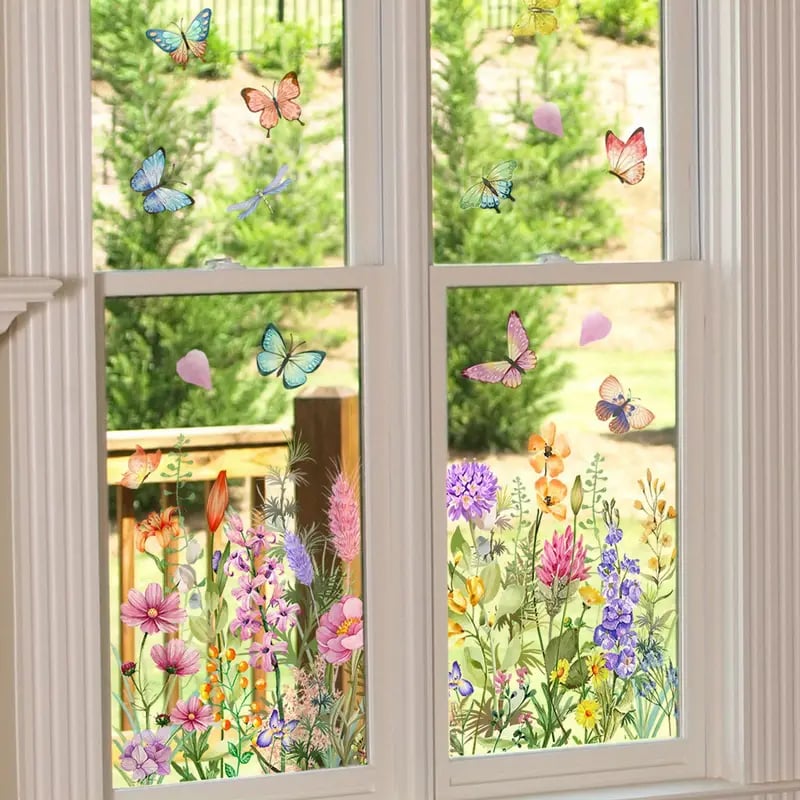 1+1 Gratis | Bunte Blumenaufkleber für deine Fenster!