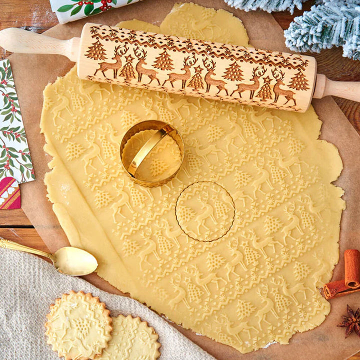 Weihnachtliche Holz-Rollholzrollen