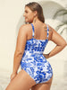 Flora™ | Zweiteiliger Badeanzug mit Blumenmuster und gerafftem Mesh, Sarong