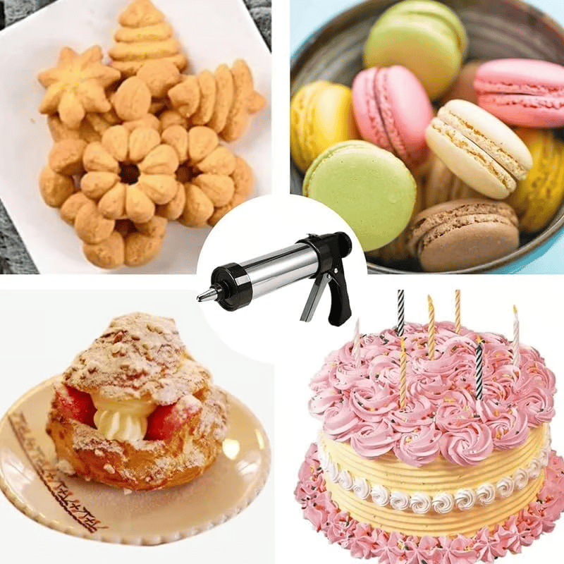 Keks-press-Set – 16 Musterteile + 8 Spritzrohre + Reinigungsbürste