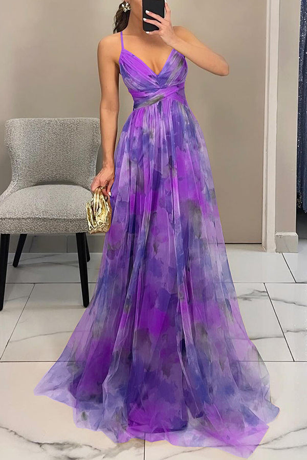 Giselle™ – Florales Maxikleid mit Cut-Out-Taille und Tüllrock