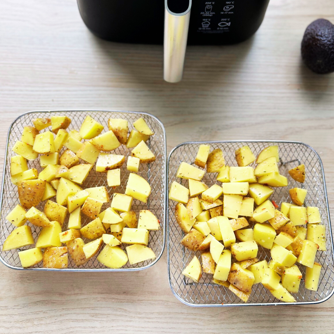 Mehrschichtige Körbe für Heißluftfritteusen mit 2 kostenlosen hitzebeständigen Zangen