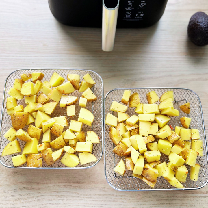 Mehrschichtige Körbe für Heißluftfritteusen mit 2 kostenlosen hitzebeständigen Zangen