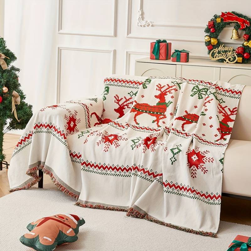 lusailstore - Weihnachts-Sofaüberwurf mit Motiv