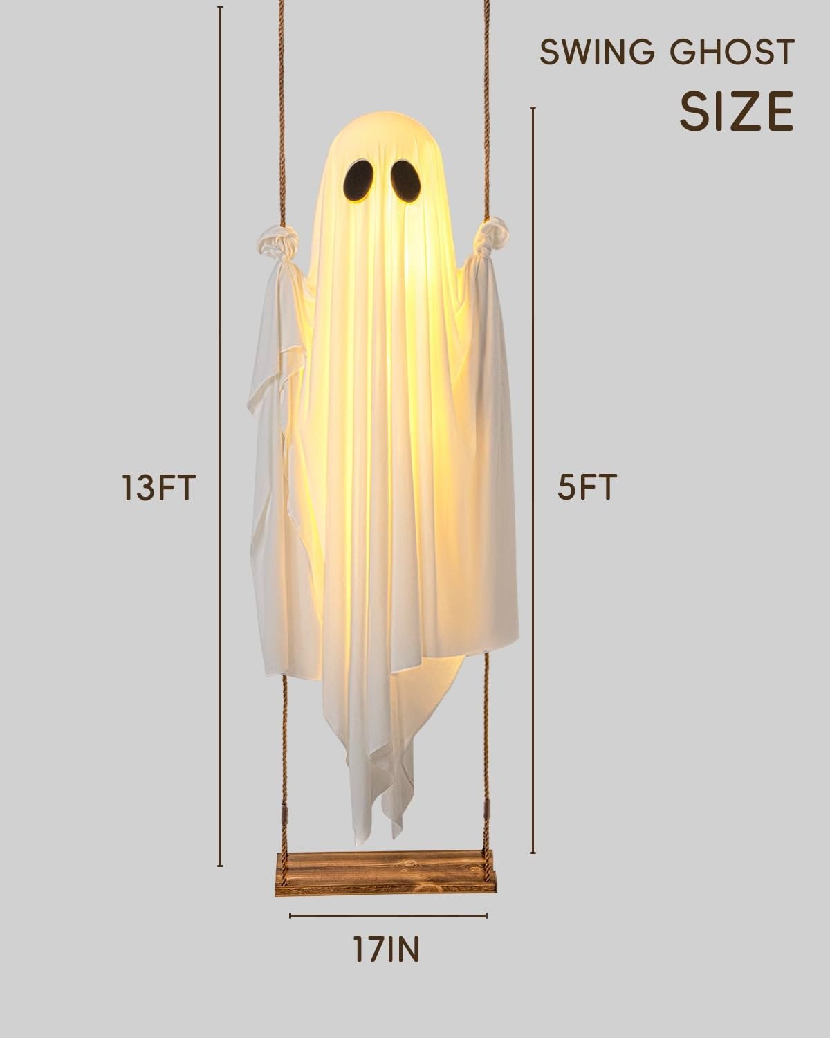 🔥SALE🔥 Hängehängender Schaukel-Geist Halloween-Dekoration mit Lichterkette