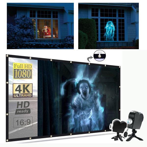 Weihnachts- und Halloween-Projektor mit Leinwand