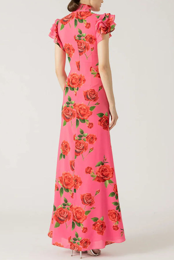Lenia™ – Modernes Kleid mit hohem Kragen und ausgestellten Ärmeln