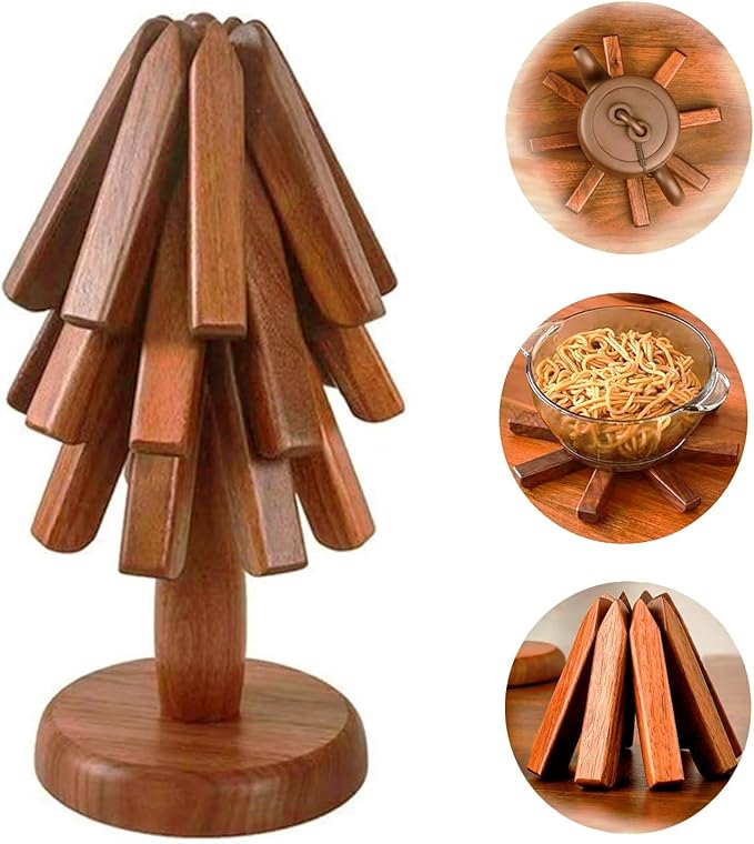 WalnutGrip™ | 3-teiliges magnetisches Untersetzer-Set aus schwarzem Walnussholz für heißes Kochgeschirr