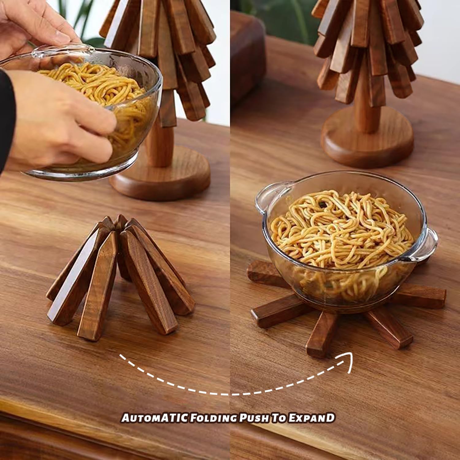 WalnutGrip™ | 3-teiliges magnetisches Untersetzer-Set aus schwarzem Walnussholz für heißes Kochgeschirr