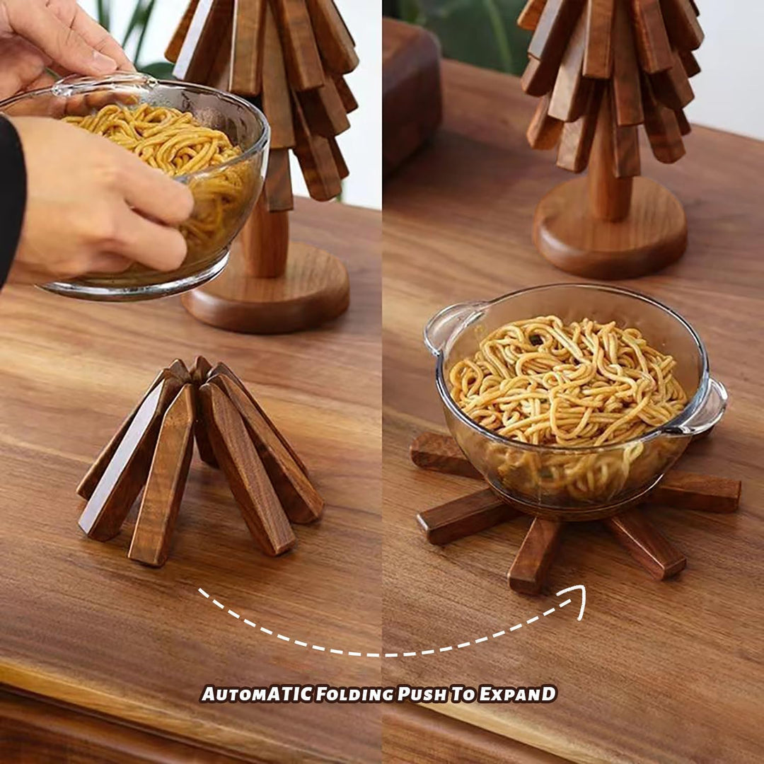 WalnutGrip| 3-teiliges magnetisches Untersetzer-Set aus schwarzem Walnussholz für heißes Kochgeschirr