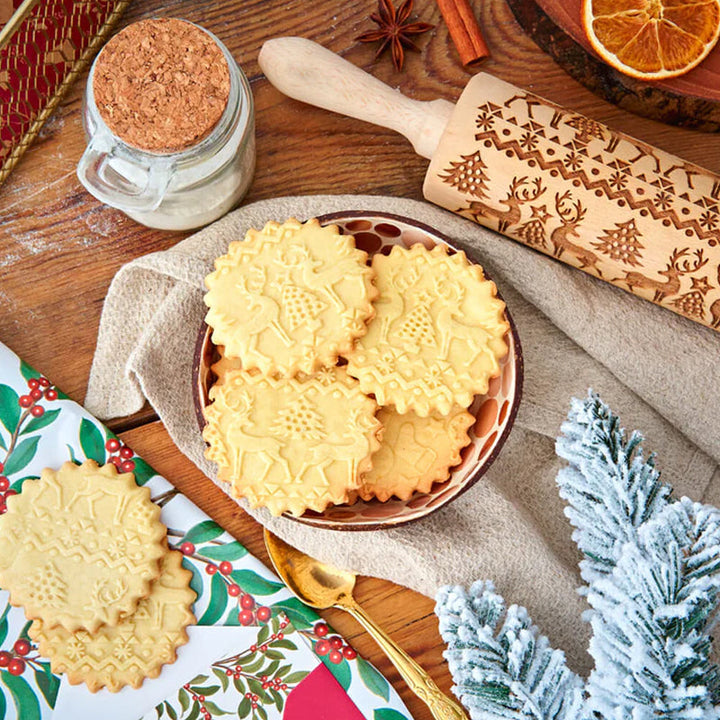 Weihnachtliche Holz-Rollholzrollen