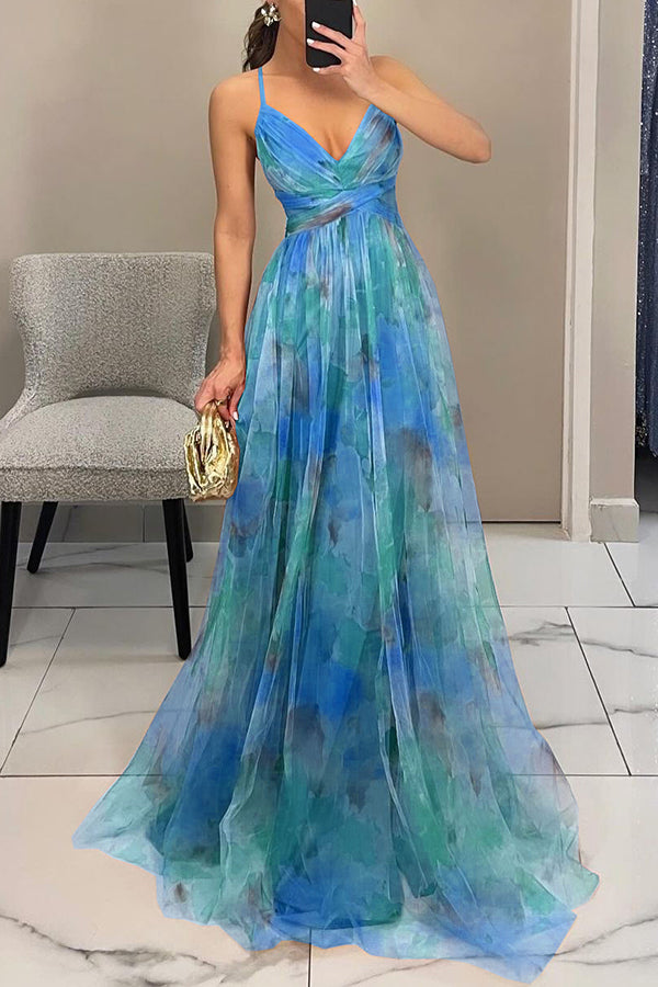 Giselle™ – Florales Maxikleid mit Cut-Out-Taille und Tüllrock