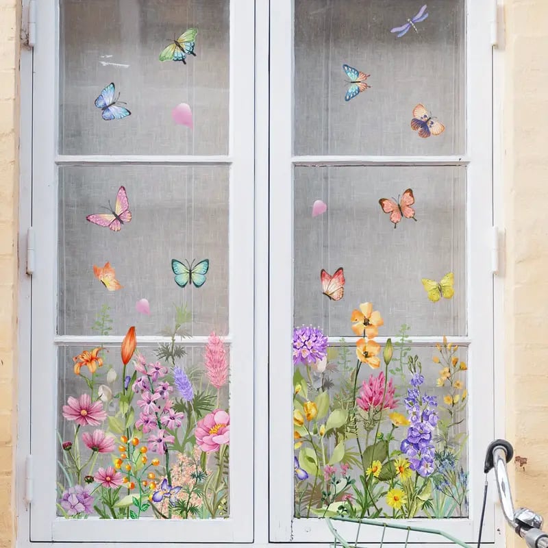 Bunte Blumenaufkleber für deine Fenster!