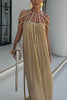 Natalia™ | Modernes und elegantes Maxikleid mit drapierter Zopf-Optik aus Leinenmischung