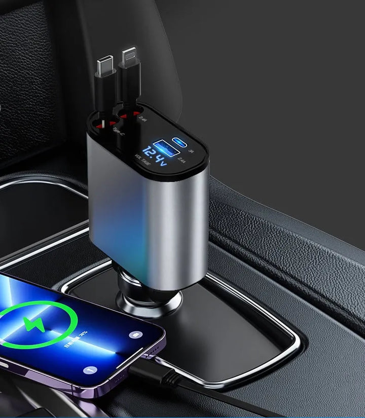 Schnellladefähiger einziehbarer Autoladegerät (100W 4-in-1)