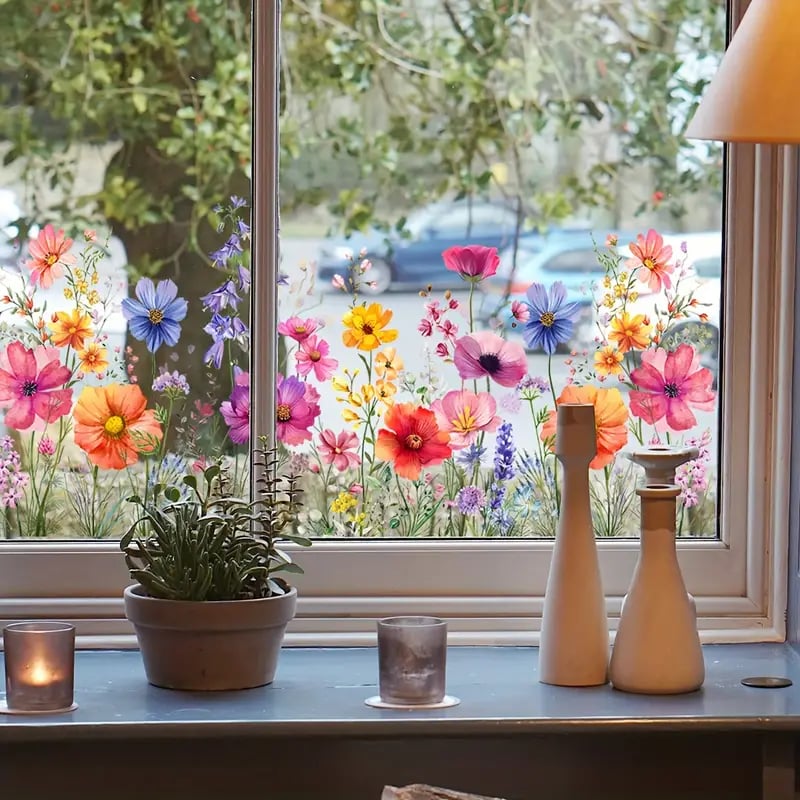 Bunte Blumenaufkleber für deine Fenster!