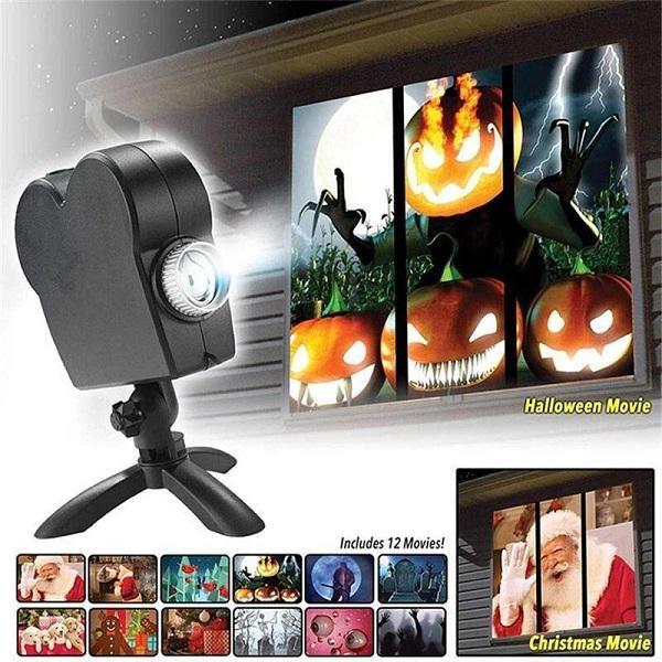 Weihnachts- und Halloween-Projektor mit Leinwand