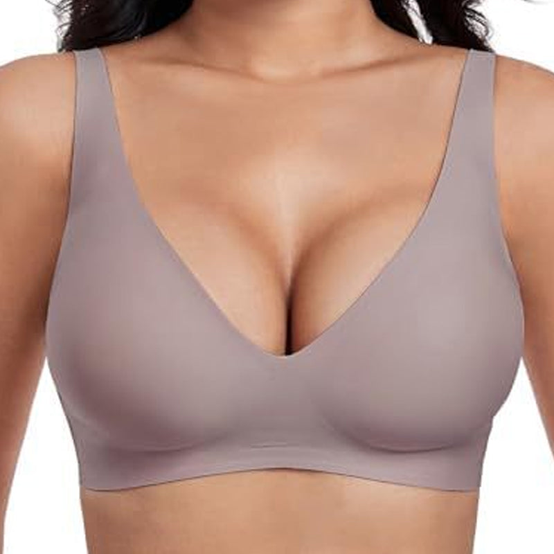 Damen Bralette bügellos nahtlos, tiefer V-Ausschnitt Alltags-BH bequem