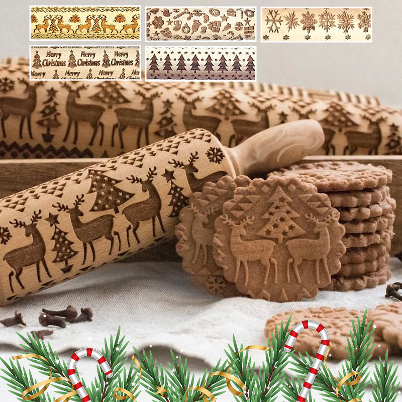 Weihnachtliche Holz-Rollholzrollen