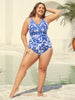 Flora™ | Zweiteiliger Badeanzug mit Blumenmuster und gerafftem Mesh, Sarong