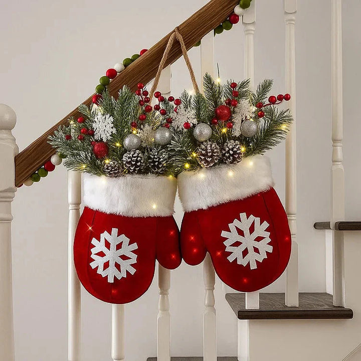 Sprudelnder Handschuhkranz — Warme Willkommensgrüße zu Weihnachten
