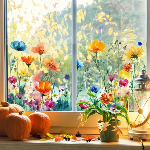 Bunte Blumenaufkleber für deine Fenster!