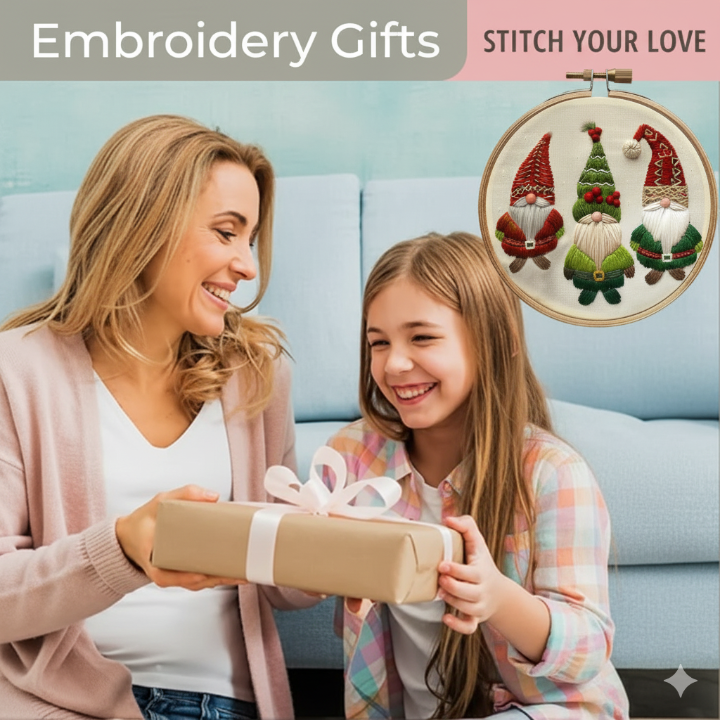 Weihnachts-Gnom-Stickerei-Set – Anfängertaugliches DIY-Weihnachtsdekoration und Baumornamente